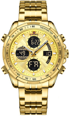 NAVIFORCE 9197 Golden color digital sporty and professional look stylish gentlemen Analog-Digital Watch  - For Men