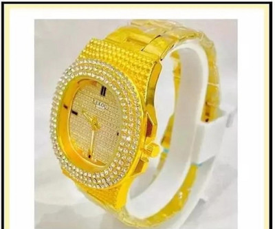 KISHORE RNTERPRISES Diamond Gold watch Crystal Diamond Gold Dial Premium Stainless Steel Chain Beautiful WristWatch Analog Watch  - For Men
