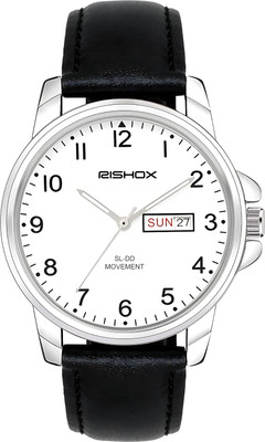 Rishox Rishox New Track Number Dial, Day & Date, Black Leather Strap Analog Watch Rishox Track Number Dial, Day & Date, Black Leather Strap Analog Watch Analog Watch  - For Men