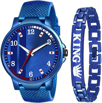 MAHAKAPI Pu Strap Fast Selling Gifting Combo of Bracelete and Pu Strap Fast Selling Gifting Combo of Bracelete and Analog Watch  - For Boys