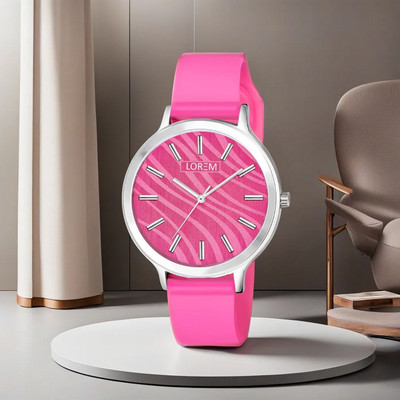 LOREM LR350 Stylish Pink Designer Dial-Pink Silicone Strap Analog Watch  - For Women