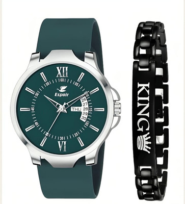 Espoir Olive Day and Date Smart Watch Strap Day And Date Functioning High Quality Analog Watch  - For Men