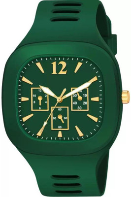 Alkhwatches Green Square Dial Analog Silicon Strap Stylish Designer Analog Watch for boy men Analog Watch  - For Boys & Girls