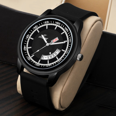 Dezine Black Dial Eclipse Edge Day-Date Wristwatch Analog Watch  - For Men