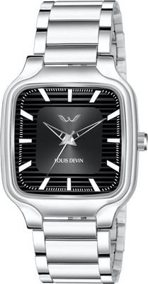LOUIS DEVIN LD-GS069-BLK-CH Rectangular Dial Steel Chain Analog Watch  - For Men