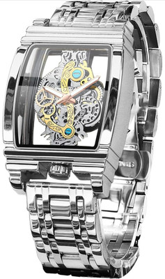 Agg traders AT10 New mens trending silver skeleton transparent dial Analog Watch  - For Men