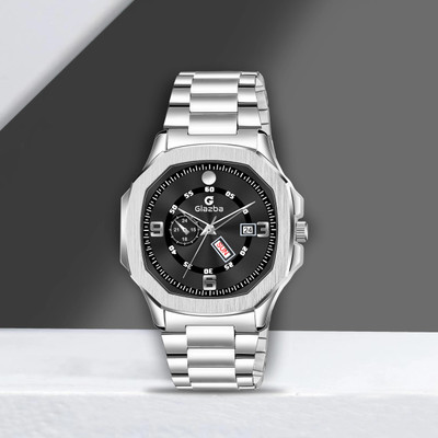 Glazba Stainless Steel Chain Strap With Working Day and Date Analog Watch  - For Men
