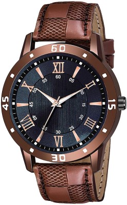 SHURAI Black_dial_srap_Brown_watch New Designers Blue Plating Stainless Steel Strap Wrist Watches For Boy And Men Analog Watch  - For Boys & Girls