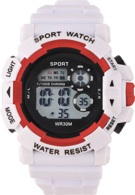 Trex New White_sport Day And Date Alarm LED 7 Type Luminouse Light 12/24 Houre Time Display Digital Watch  - For Men