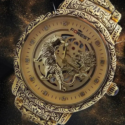 zyrowear ALEO Luxury Lion Curved Golden Dial Bracelet Unisex Wrist Watch Analog Watch  - For Men