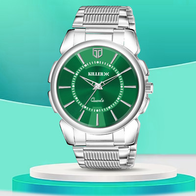 KILLER KLR-8420 Premium Quality Round Green Dial and Silver Chain for Boys Analog Watch  - For Men