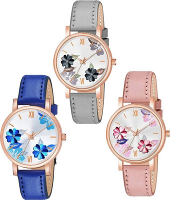 MAHAKAPI 61 FLOWER 3 COMBO Floral Flower Designed Fast Selling Wrist Analog Watch  - For Women