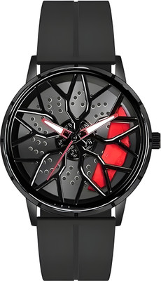 Fanish fashion Car Wheel Inspired Red Watch – 360° Spinning Gyro Dial, Sporty Rotating Design Car Wheel Inspired Red Watch – 360° Spinning Gyro Dial, Sporty Rotating Design Analog Watch  - For Men & Women