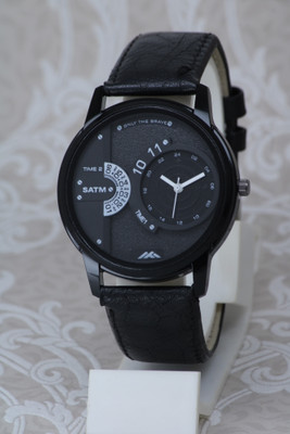 ZANZEER Wonderful Solid Round Big Dial Black Shiny Case Attractive Leather Belt Wonderful Solid Round Big Dial Black Shiny Case Attractive Leather Belt Analog Watch  - For Men