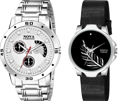 NOVA Stylish Couple Leather Strap Watch Analog Watch  - For Couple