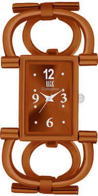 IIK Collection Brown Rectangle Studded Dial with Brown Fancy Metallic Bracelet Strap Analog Watch  - For Women