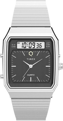 TIMEX TW2Y05900UJ Q Timex Black Rectangle Dial Analog-Digital Watch  - For Men
