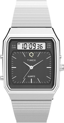 TIMEX TW2Y05900UJ Q Timex Black Rectangle Dial Analog-Digital Watch  - For Men