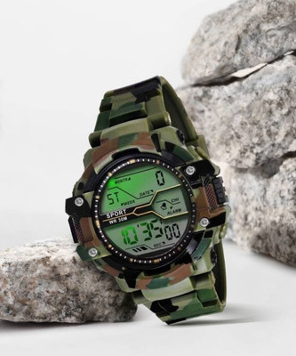 TERIZLA Army Sports Sport Army Print Multi Function Durable Digital Watch  - For Boys