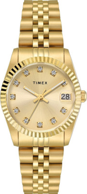TIMEX Date Display with (Magnifier), Champagne Dial Analog Watch  - For Women
