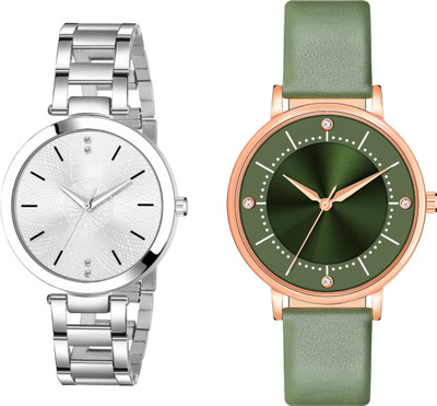 Fentex Trending combo analog watch with one leather and one Stainless Steel strap watch Trending combo analog watch with one leather and one Stainless Steel strap watch Analog Watch  - For Girls