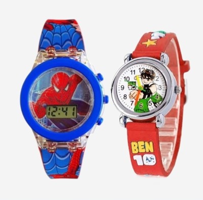 Timefit Gift For Kids. Spiderman Digital Watch And Ben10 Gift For Kids. Spiderman Digital Watch And Ben10 Analog Watch  - For Boys & Girls