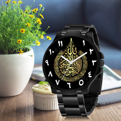 Talgo AYATULKURSI-3K-BLK-CDBLK AYATUL KURSI Design Stylish Strap Wrist Watch for Muslim Men and Boys Analog Watch  - For Men