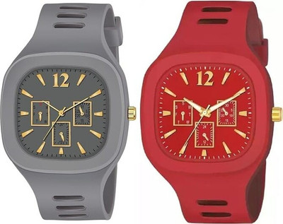 dmash Analog Silicon Strap ADDI Stylish Designer Analog Watch Combo Analog Watch  - For Men