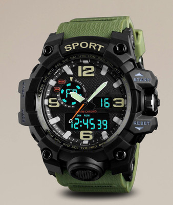 Harbor Most favorite boys’ sports watch featuring a green PU strap Analog-Digital Watch  - For Boys
