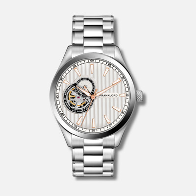 FRANKLORD Silver Frost Regal Sapphire Open Heart Analog Watch  - For Men