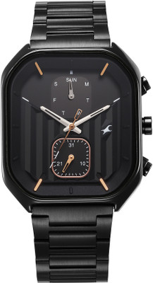 Fastrack Fleek Quartz Multifunction Black Dial Stainless Steel Strap Analog Watch  - For Men