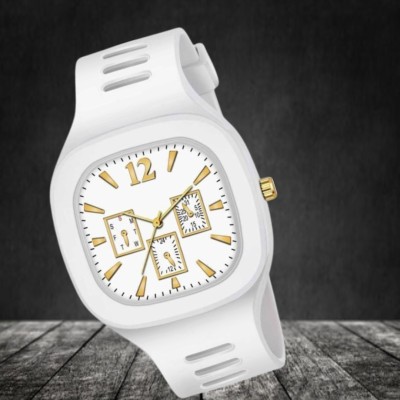QALIBA New Royal Of White Square Dial Watch with Silicone Strap analog watch kids watch(watches for boys)watches Analog Watch  - For Boys & Girls