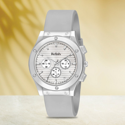 RELish INA-W512 Silver Case Grey Silicone Strap Quartz Display Analog Watch  - For Men