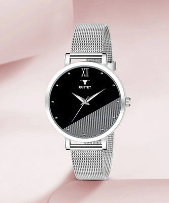 RUSTET LD-L41-BLK-CH LD-L41-BLK-CH Silver Mesh Strap Girls Analog Watch  - For Women