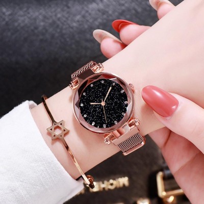 Marclex Magnet Mesh Watch Color New Luxury Mesh Copper Sparkling 12 Diamond Luxury Magnetic Strap Magnet watch Gold Girls and Women Latest Wrist Stylish latest design chain watch Best Designer Hot Selling Top Trending Unique New Arrival Festive style watch for women