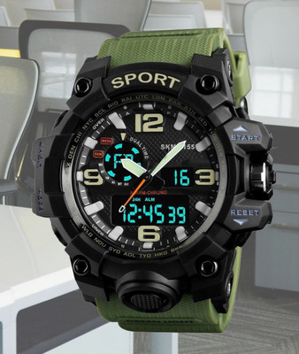 AWEX SKM 1155 Green Sports Watch with Green Strap and Multiple Capabilities Analog-Digital Watch  - For Boys
