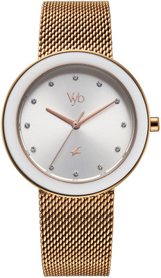 Fastrack Fastrack Vyb Lumina Fastrack Vyb Lumina Quartz Silver Dial Rose Gold Stainless Steel Strap Analog Watch  - For Women