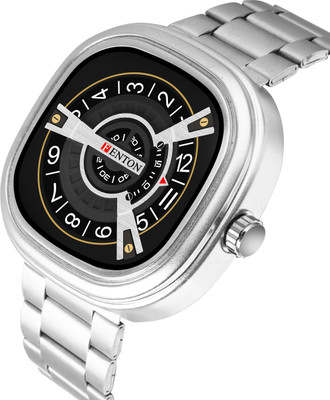 FENTON WATCHES Fnt-900051 Trendy Wrist Watch, Stainless Steel Bracelet, Black Dial with Arabic Numerals Analog Watch  - For Men