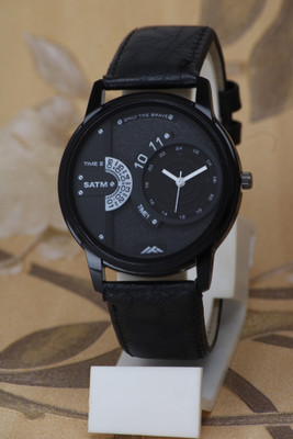 VIRAKTI Fancy Designer Shiny Dial Black Case Genuine Leather Belt Fancy Designer Shiny Dial Black Case Genuine Leather Belt Analog Watch  - For Men