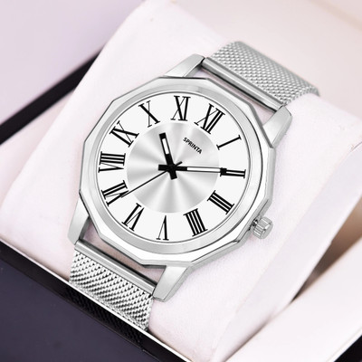 Sprinta 800 White Dial panchkon Sefer Strap Party Wedding Analog Stainless Steel Silver Strap Watch Analog Watch  - For Men