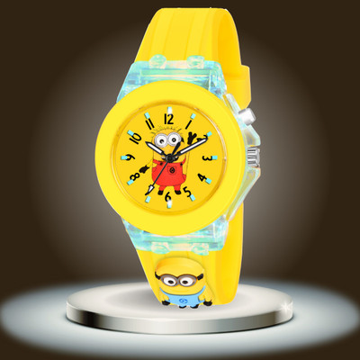 Scarter Stylish Yellow Dial Multicolor Light 3D Cartoon Character Kids Analog Watch  - For Boys