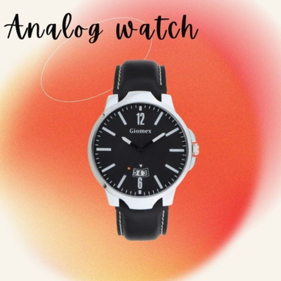 Giomex Attractive Design 6-12 Blak Leather Black Strap Analog Watch Analog Watch  - For Men