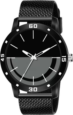 Tarido Mesh Strap- All Black Smiley Multicolor Dial Quartz Mechanism Sports Water Resistant Analog Watch  - For Men