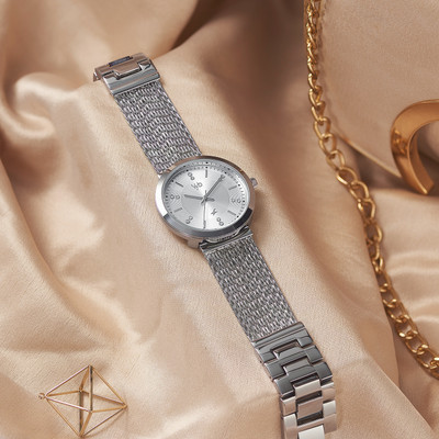 Fastrack Vyb Flare Silver Dial Silver Strap Analog Watch  - For Women