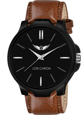 LOIS CARON LCS-4275 Plain Black Dial and Brown Strap for Boys Analog Watch  - For Men