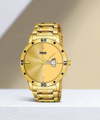 house of common ANALOG WATCH Exclusive Premium Gold Plated Dial Gold Golden Chain Day & Date Functioning Analog Watch  - For Men & Women