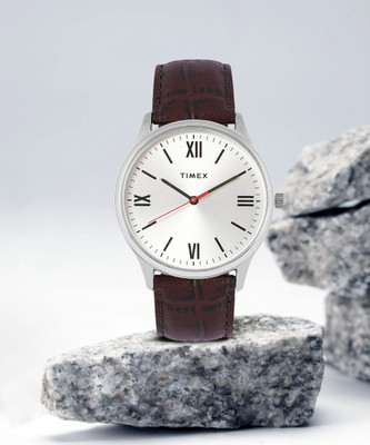 TIMEX Silver Dial Leather Strap Analog Watch  - For Men