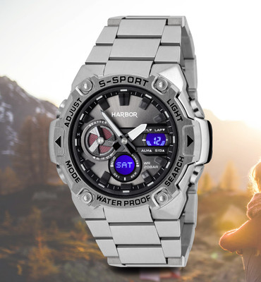 Harbor 9125 Steel Elegant Stainless Steel Men’s Watch Designed with Premium Details Analog-Digital Watch  - For Men