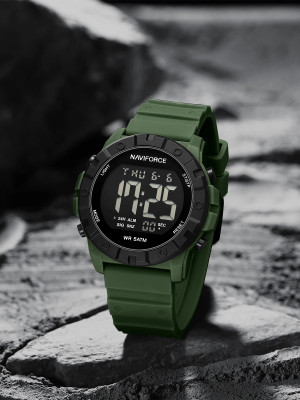NAVIFORCE NF7110_GN/B/GN Green LCD Display Trendy Silicone Waterproof Digital Watch  - For Men