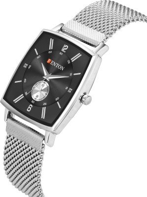 fenton FENTON-90133 Classic Series Mesh Chain, Black Dial, Chronograph Stainless Steel, Square Analog Watch  - For Men